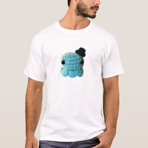 Camiseta Azul lindo del sombrero de copa del pulpo de