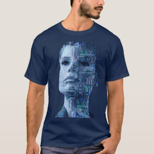 Camiseta azul marino de circuito humano de IA Cybe