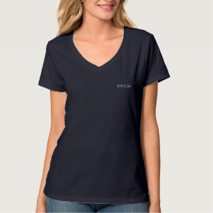 Camiseta azul marino de cuello en V para mujer Sty
