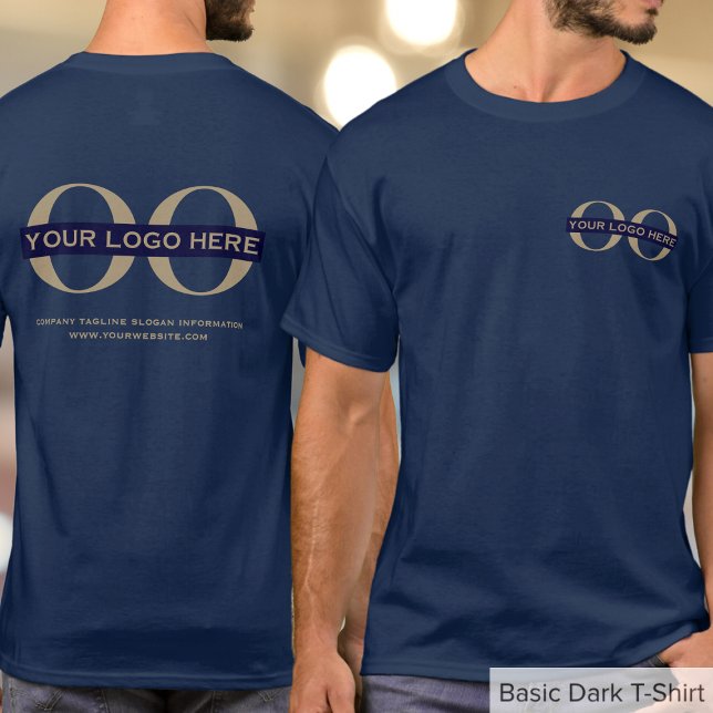 Camiseta Azul marino masculino con logotipo de negocios (Subido por el creador)