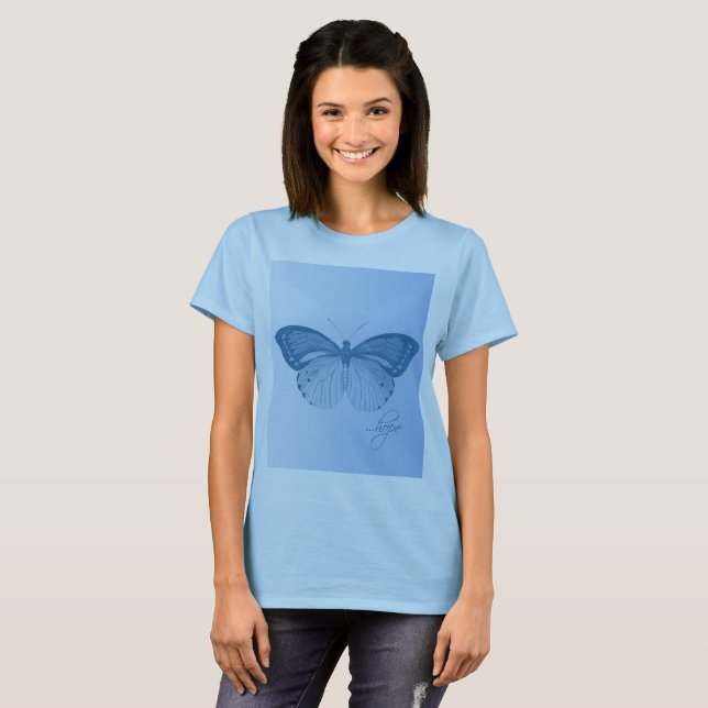Camiseta Azul mariposa de esperanza (Anverso completo)