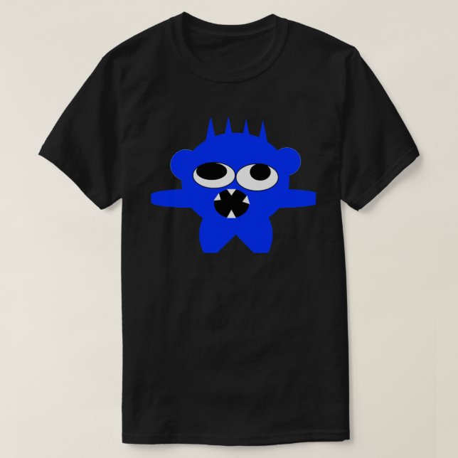 Camiseta Azul  Mini Monstruo con Diseño Gráfico de (Diseño del anverso)