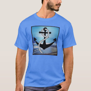 Camiseta azul náutica frente al mar para hombres