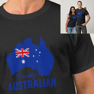 Camiseta Azul Orgulloso australiano, bandera de mapa Día de