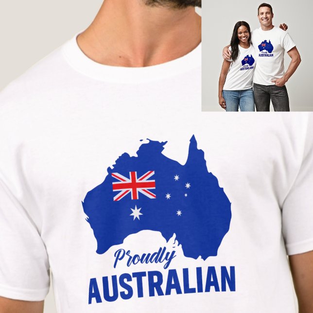 Camiseta Azul Orgulloso australiano, bandera de mapa Día de (Subido por el creador)