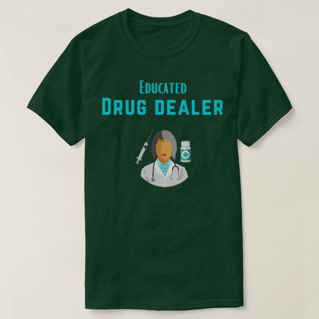 Camiseta azul para el traficante de drogas con educación (Diseño del anverso)