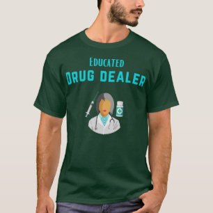 Camiseta azul para el traficante de drogas con educación