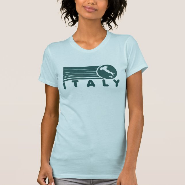Camiseta azul para mujer retra de Italia (Anverso)