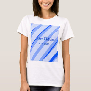 Camiseta azul pastel añadir nombre fecha boho retro patrón