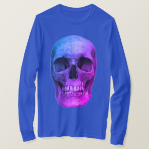 Camiseta Azul Pop Art Retro Estilo Skull