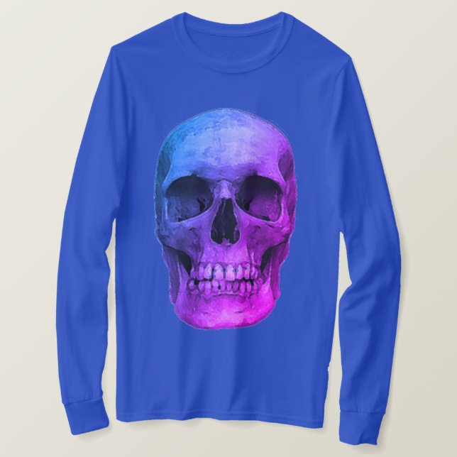Camiseta Azul Pop Art Retro Estilo Skull (Anverso del diseño)