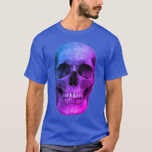 Camiseta Azul Pop Art Retro Estilo Skull