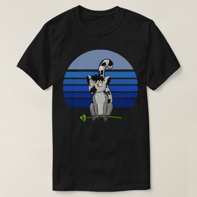 Camiseta Azul retro de Lemur (Diseño del anverso)