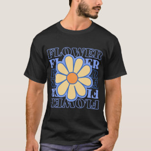 Camiseta azul retro floral tipografía flores amante