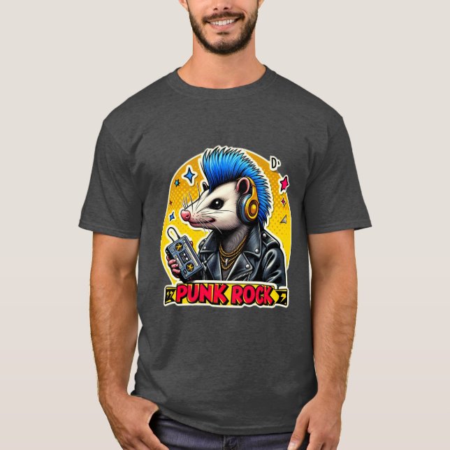 CAMISETA AZUL ROCK DE PUNK OPOSSUM 3 (Anverso)