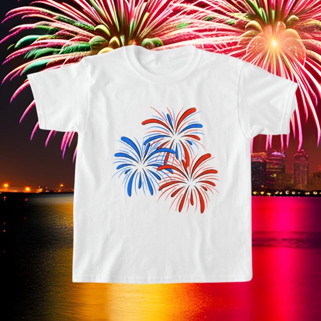 Camiseta Azul rojo azul Patriótico fuegos artificiales Juli (Subido por el creador)