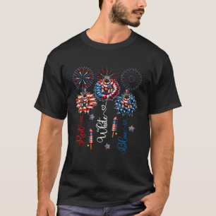 Camiseta Azul Rojo Blanco Tres Cubos Sobre Floral 4 De Juli