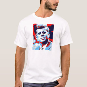 Camiseta Azul rojo del arte pop JFK John F. Kennedy