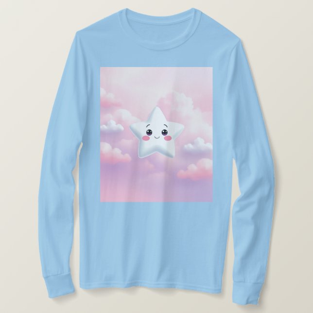 Camiseta azul rosa de la lumbre de una estrella su (Anverso del diseño)