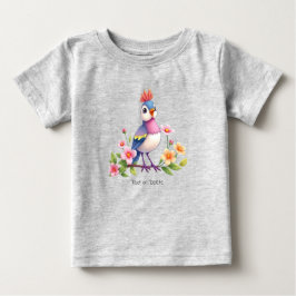 Camiseta azul rosa pájaro floral bebé T-Shirt