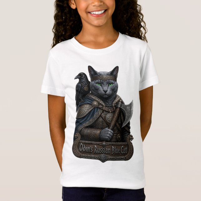 Camiseta Azul Ruso Gato Noble Odin (Anverso)