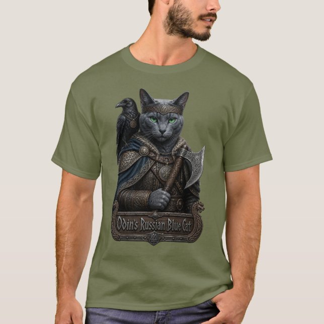 Camiseta Azul Ruso Gato Noble Odin (Anverso)