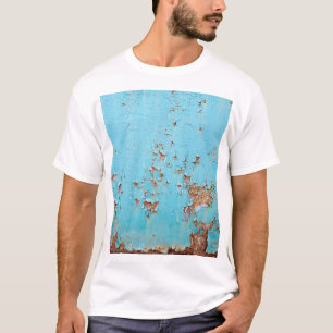 Camiseta Azul Rusto Metalizado: Muro texturado.