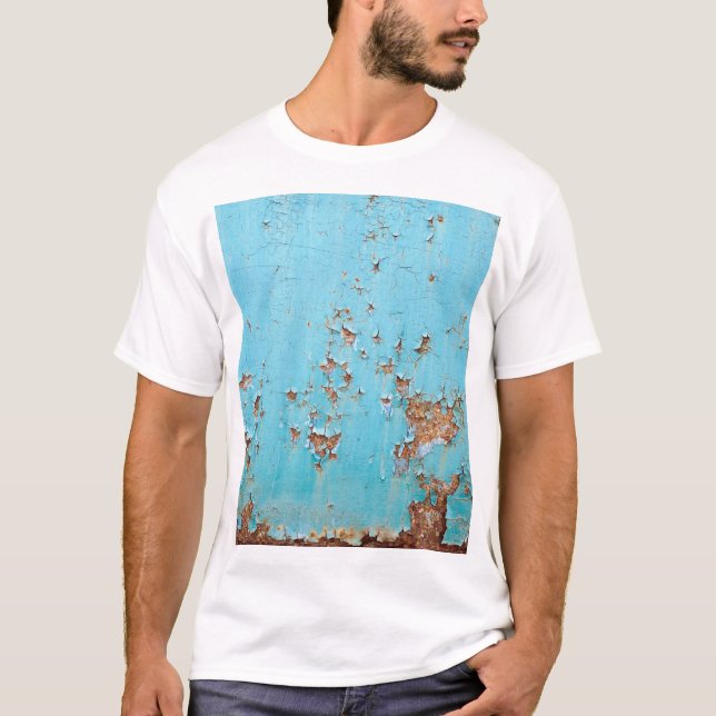 Camiseta Azul Rusto Metalizado: Muro texturado. (Anverso)