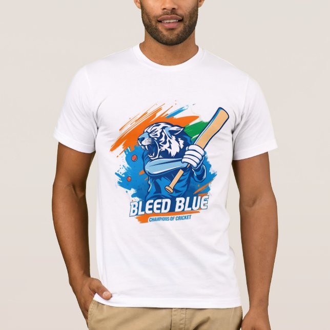 Camiseta azul sangrante para hombres (Anverso)
