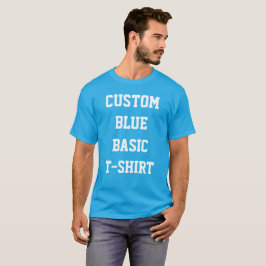 Camiseta azul teal básica personalizada para hombr