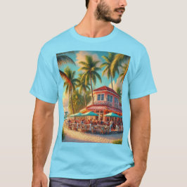 Camiseta Azul Tropical Beach Cafe Aruba