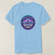 Camiseta azul Vaporwave de hogares en la isla de K
