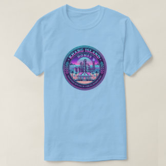 Camiseta azul Vaporwave de hogares en la isla de K
