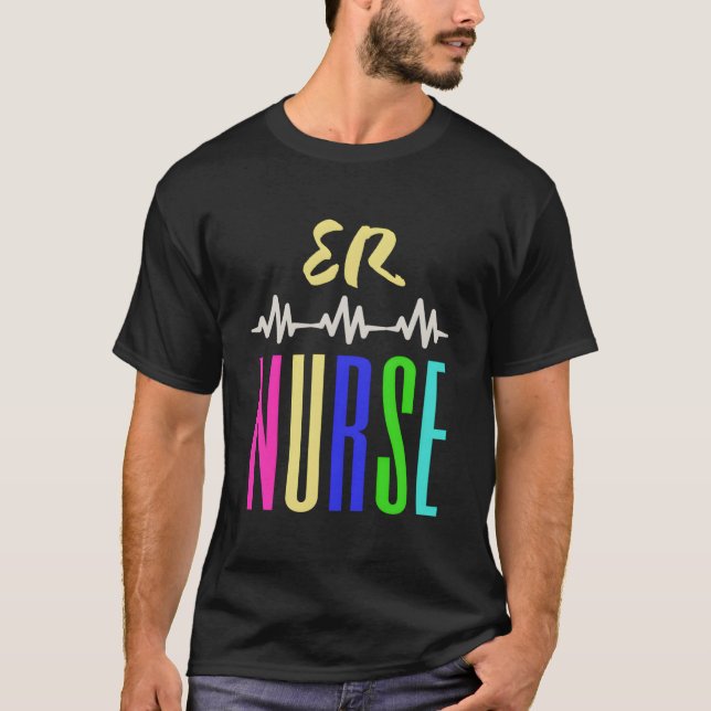 Camiseta Azul Verde Amarillo Enfermera De Urgencias Multico (Anverso)