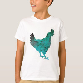 Camiseta Azul verde azulado de la gallina del pollo en el