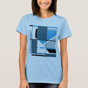 Camiseta Azul Verde azulado Gris Negro MCM Aspecto Geométri