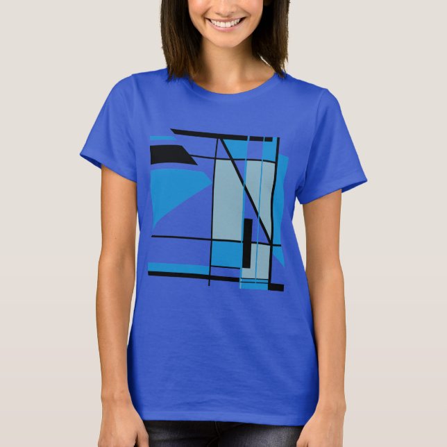 Camiseta Azul Verde azulado Mosaico Negro MCM Aspecto Resum (Anverso)