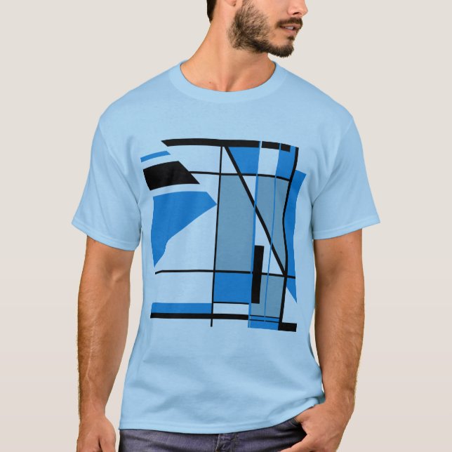 Camiseta Azul Verde azulado Mosaico Negro MCM Aspecto Resum (Anverso)