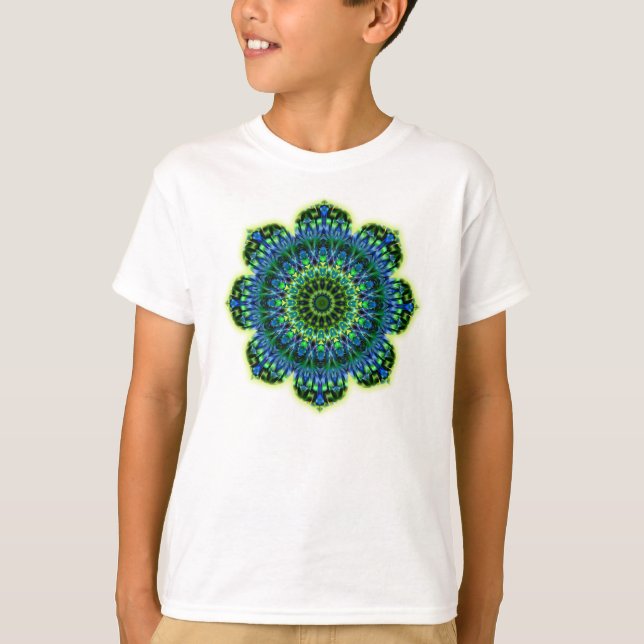Camiseta azul verde Mandala (Anverso)