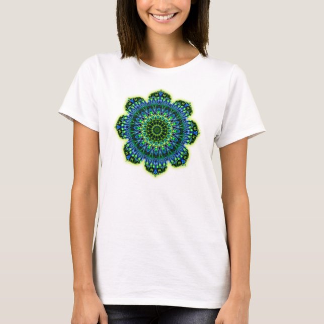 Camiseta azul verde Mandala (Anverso)