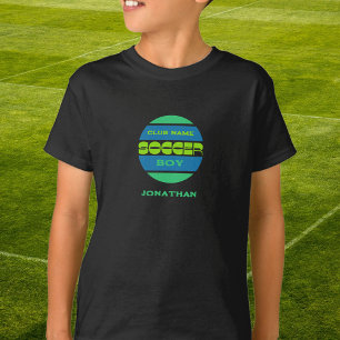 Camiseta azul verde para un chico de fútbol