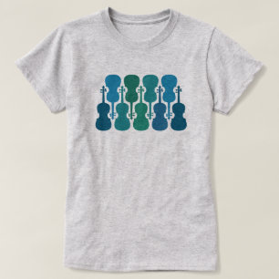 Camiseta azul verde violín para mujeres