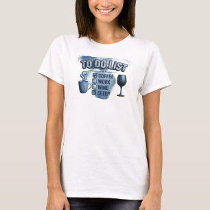 Camiseta Azul Vibrante CAFE LUEGO VINO Impresión Creativa