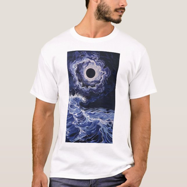 Camiseta azul y blanca de eclipse lunar (Anverso)