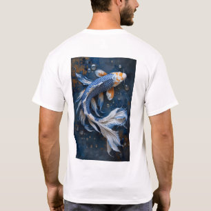 Camiseta azul y blanca Koi Fish Zen Pond
