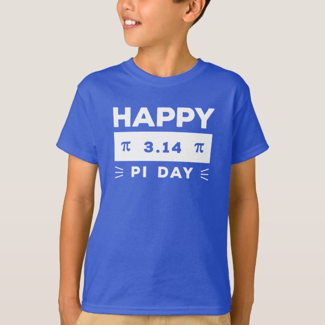 Camiseta Azul Y Blanco 3.14 Feliz Día Pi (Anverso)