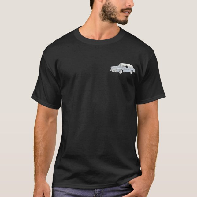 Camiseta Azul y blanco Dos tonos 1955 Chevy Nomad (Anverso)