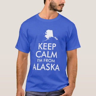 Camiseta Azul y blanco mantengan la calma soy de Alaska