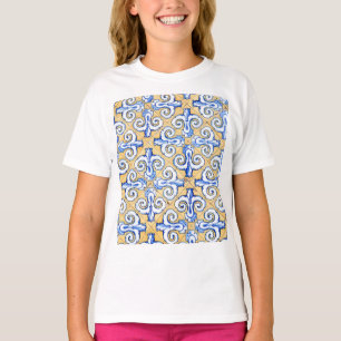 Camiseta Azulejo azul, amarillo y blanco