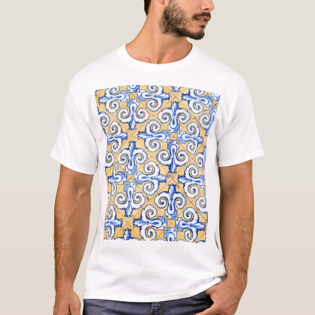 Camiseta Azulejo azul, amarillo y blanco (Anverso)